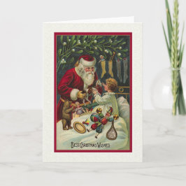Beste kerstwensen Victoriaanse kerstman met kind Feestdagen Kaart