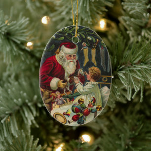 Beste kerstwensen Victoriaanse kerstman met kind Keramisch Ornament