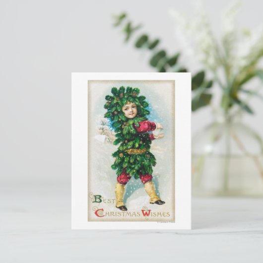 Beste kerstwiekMan in Evergreen Coat Feestdagenkaart (Staand voorkant)