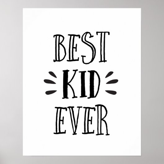 Beste Kind ooit zwart-wit kinder print poster (Voorkant)