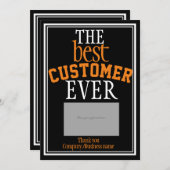 Beste klant zwarte Typografie kaarthouder Bedankkaart (Voorkant / Achterkant)