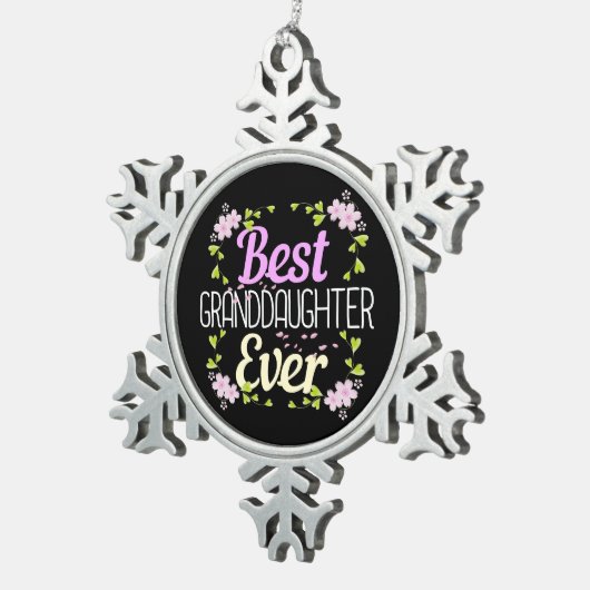 Beste kleindochter ooit - Floral Tin Sneeuwvlok Ornament (Rechts)