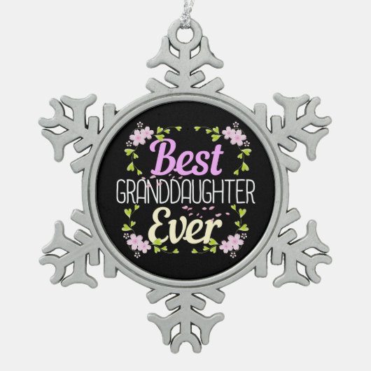 Beste kleindochter ooit - Floral Tin Sneeuwvlok Ornament (Voorkant)