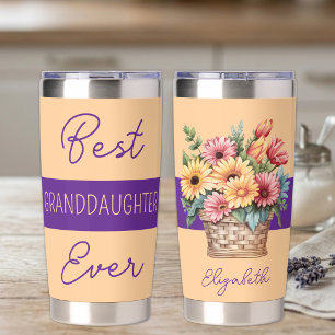 Beste kleindochter ooit gerbera bloemen oranje geïsoleerde drinkbeker