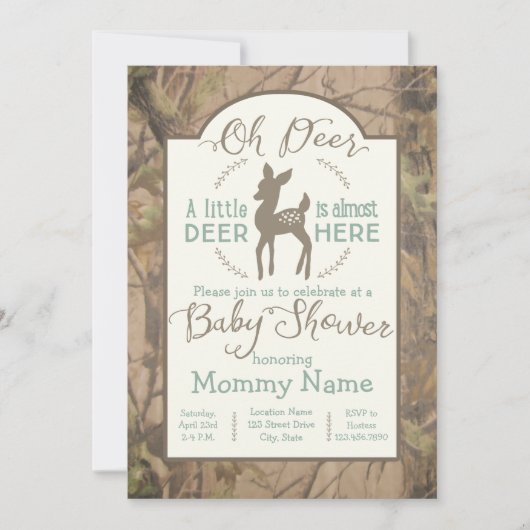 Beste kleine uitnodiging van het baby shower Deer  (Voorkant)
