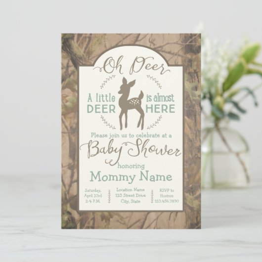 Beste kleine uitnodiging van het baby shower Deer  (Staand voorkant)