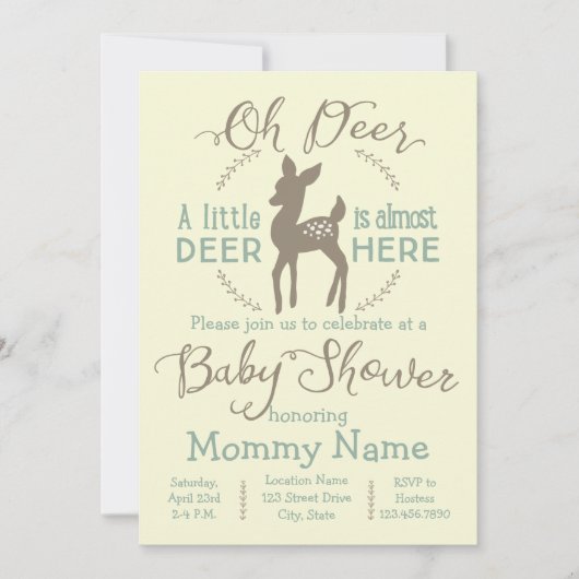 Beste kleine uitnodiging van het baby shower Deer (Voorkant)