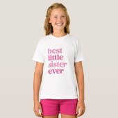 Beste kleine zuster ooit met roze tekstmeisjes t-shirt (Voorkant volledig)