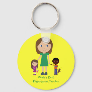 Beste kleuterleidster ter wereld Cute Cartoon Sleutelhanger