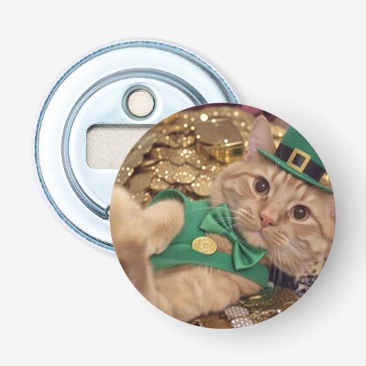 Beste knopflesopener met Ierse kat Button Flesopener (Voorkant)
