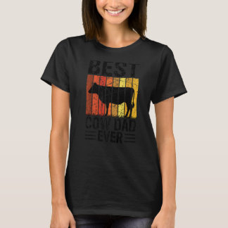 Beste Koe Vader Ooit Koe Boerderij Boer Retro Vint T-shirt