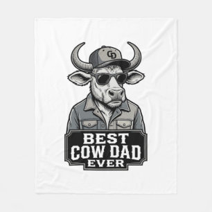 Beste Koe Vader Ooit Vintage Gravure Ontwerp_1 Fleece Deken