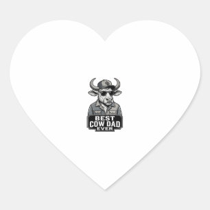 Beste Koe Vader Ooit Vintage Gravure Ontwerp_1 Hart Sticker