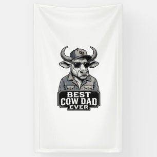 Beste Koe Vader Ooit Vintage Gravure Ontwerp_1 Spandoek