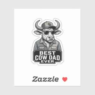 Beste Koe Vader Ooit Vintage Gravure Ontwerp_1 Sticker