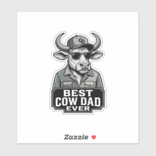 Beste Koe Vader Ooit Vintage Gravure Ontwerp_1 Sticker