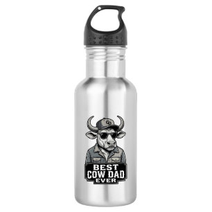 Beste Koe Vader Ooit Vintage Gravure Ontwerp_1 Waterfles
