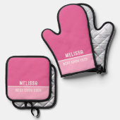 Beste Kook Ooit Mam Oma Gift Roze Ovenwant & Pannenlap Set (Voorkant / Achterkant)