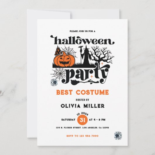 Beste Kostuum Retro Halloween Party Uitnodiging (Voorkant)