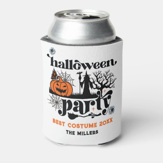 Beste Kostuum Retro Halloween Party Uitnodiging Blikjeskoeler (Blikje Achterkant)