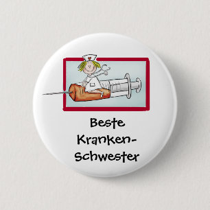 Beste Krankenschwester - Humoristische Cartoon Nur Ronde Button 5,7 Cm