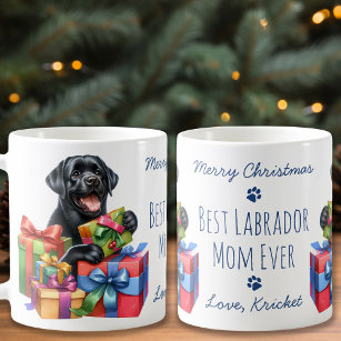 Beste labrador mam ooit vrolijk kerst zwart lab koffiemok