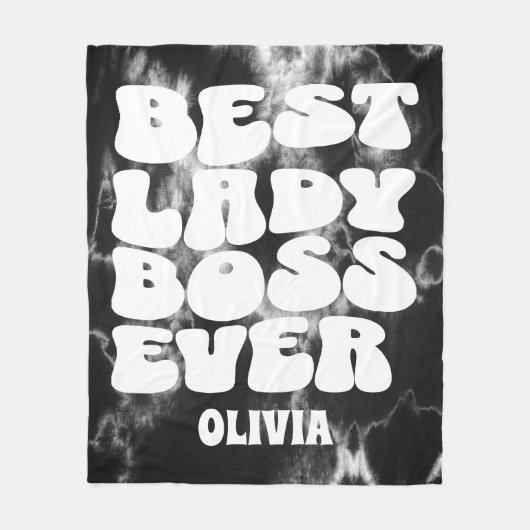 Beste Lady Boss Ever Retro Black Tie Dye Custom Fleece Deken (Voorkant)