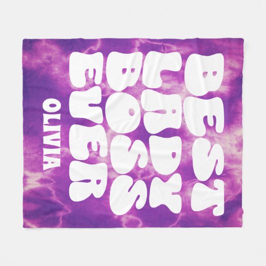 Beste Lady Boss Ever Retro Paarse Tie Dye Custom Fleece Deken (Voorkant (Horizontaal))