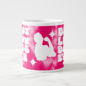 Beste Lady Boss Ever Retro Roze Tie Dye Custom Grote Koffiekop (Voorkant)