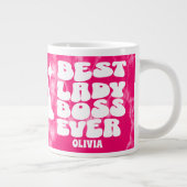 Beste Lady Boss Ever Retro Roze Tie Dye Custom Grote Koffiekop (Rechts)