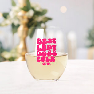 Beste Lady Boss ooit aangepaste naam Wijnglas Zonder Voet