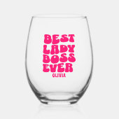 Beste Lady Boss ooit aangepaste naam Wijnglas Zonder Voet (Voorkant)
