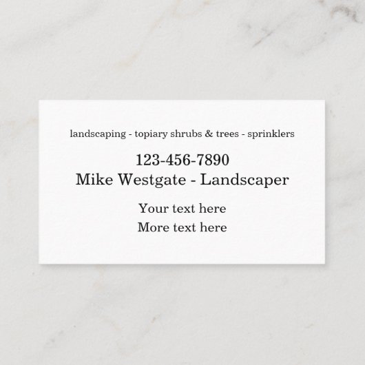 Beste Landschapsarchitectuur & Topiary-services Visitekaartje (Achterkant)