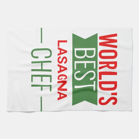 Beste Lasagna Chef ter wereld - rood wit groen Theedoek (Horizontaal)