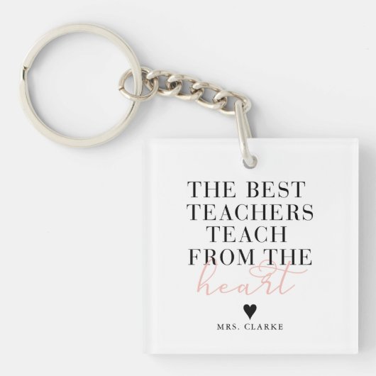 Beste leerkrachten Hart Modern Script ChicTeacher  Sleutelhanger (voorkant)