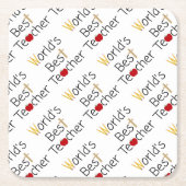 Beste leerlingenschoolvoorraad ter wereld kartonnen onderzetters (Voorkant)