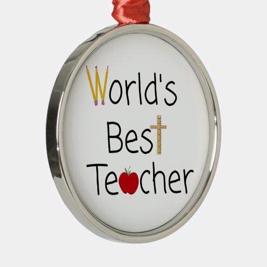 Beste leerlingenschoolvoorraad ter wereld metalen ornament (Rechts)