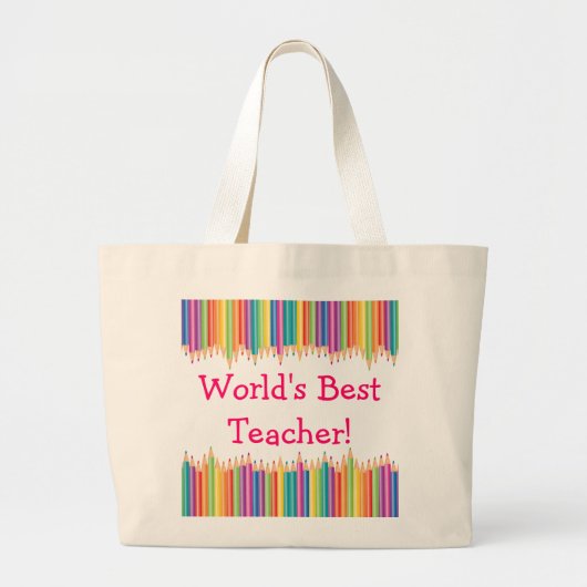 Beste leerpotloodtips ter wereld grote tote bag (Voorkant)