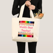 Beste leerpotloodtips ter wereld grote tote bag (Voorkant (product))