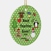 Beste leraar altijd kerstversiering keramisch ornament (Rechts)