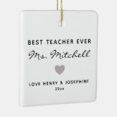 Beste leraar altijd minimalistisch hart op maat keramisch ornament (Rechts)