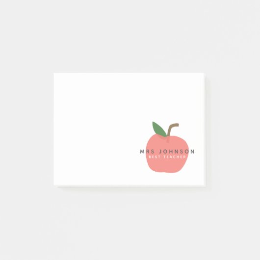 Beste leraar | Apple Cute Fun Modern Name Scandi Post-it® Notes (Voorkant)