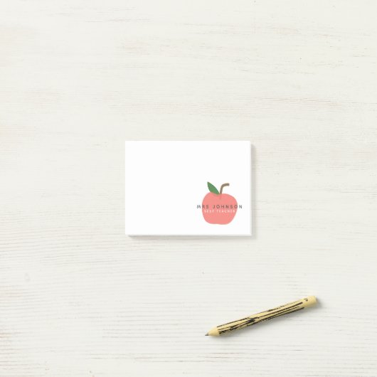 Beste leraar | Apple Cute Fun Modern Name Scandi Post-it® Notes (Op bureau)