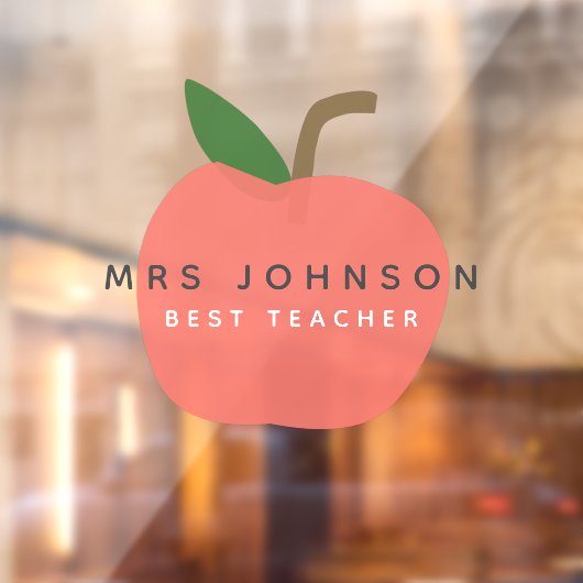 Beste leraar | Apple Cute Fun Modern Name Scandi Raamsticker (Vel 2)
