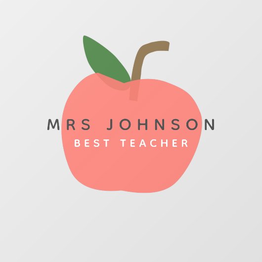 Beste leraar | Apple Cute Fun Modern Name Scandi Raamsticker (Vel)