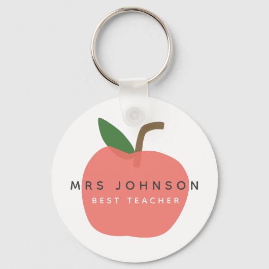 Beste leraar | Apple Cute Fun Modern Name Scandi Sleutelhanger (Voorkant)