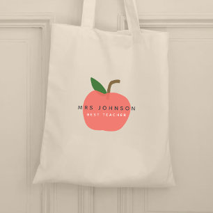 Beste leraar   Apple Cute Fun Modern Name Scandi Tote Bag