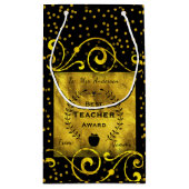 Beste leraar Award Gold met zwart bedankt Klein Cadeauzakje (Achterkant)