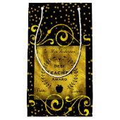 Beste leraar Award Gold met zwart bedankt Klein Cadeauzakje (Voorkant)