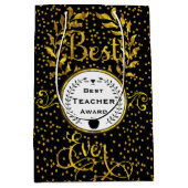 Beste leraar Award Gold met zwart bedankt Medium Cadeauzakje (Voorkant)